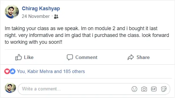 Student feedback from Chirag Kashyap