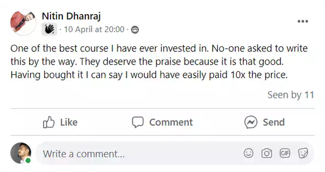 Student feedback from Nitin Dhanraj